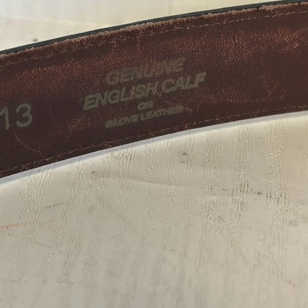 Brighton Genuine Leather Belt‎ Mens 40 Brown Solid Brass Buckle English Calf
